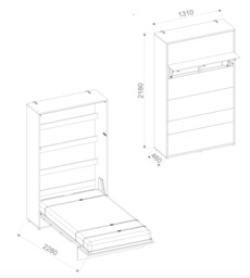 BC-02 Vertical Wall Bed Concept 120cm - Grey Matt 120 x 200cm - thumbnail 6