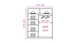 Effect 2 Sliding Door Wardrobe 175cm - Anderson Pine (White Wash) 175cm - thumbnail 2
