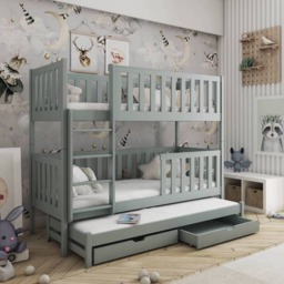 Lea Bunk Bed with Trundle and Storage - Pine Foam Mattresses - thumbnail 2