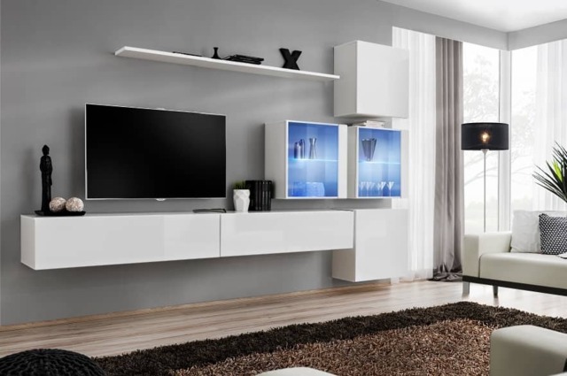 "Switch XIX Entertainment Unit For TVs Up To 75"" - White 280cm White" - image 1