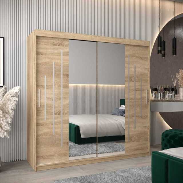 York I Sliding Door Wardrobe 200cm - Oak Sonoma 200cm - image 1