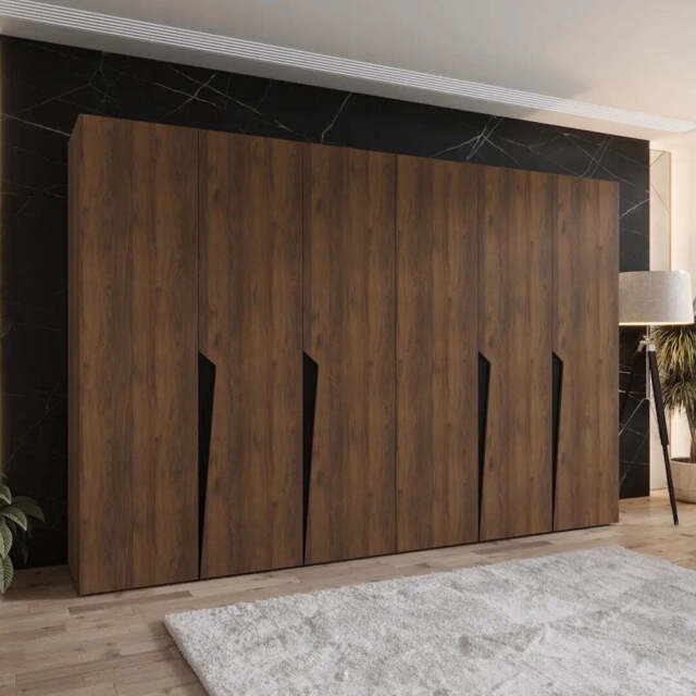 Piano I Hinged Door Wardrobe 300cm - Oak Walnut 300cm - image 1