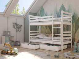 Wooden Bunk Bed Nemo with Storage - White Matt Without Mattresses - thumbnail 4