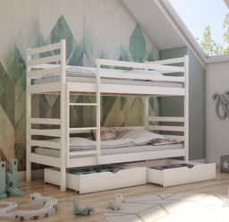 Wooden Bunk Bed Nemo with Storage - White Matt Without Mattresses - thumbnail 1