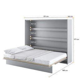 BC-14 Horizontal Wall Bed Concept 160cm With Storage Cabinet - White Gloss 160 x 200cm - thumbnail 6