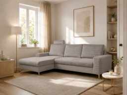 Corner Sofa Bed Collin - Grey 252cm Left - thumbnail 1