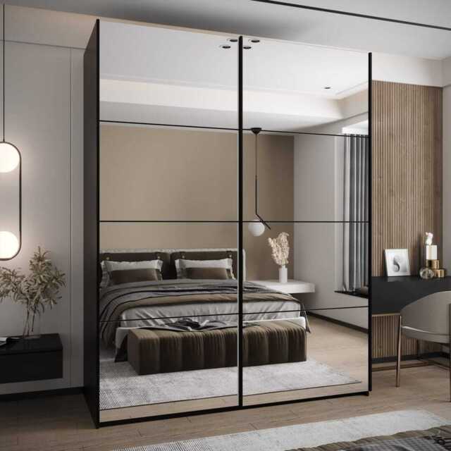 Trosa II Sliding Door Wardrobe 200cm - Black 200cm - image 1