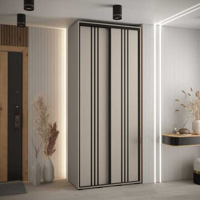 Dakota VI Sliding Door Wardrobe 100cm - Cashmere 100cm - image 1