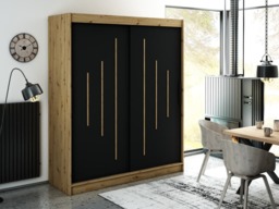 Leto Y Sliding Door Wardrobe 180cm - Black 180cm - thumbnail 2