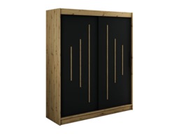 Leto Y Sliding Door Wardrobe 180cm - Black 180cm - thumbnail 1