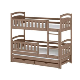 Blanka Bunk Bed with Trundle and Storage - Milk Chocolate Foam Mattresses - thumbnail 1
