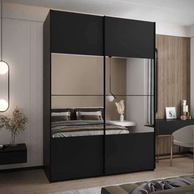 Trosa IV Sliding Door Wardrobe 170cm - Black 170cm - image 1
