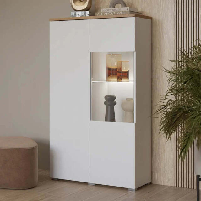 Modo Tall Display Cabinet 80cm - White 80cm - image 1