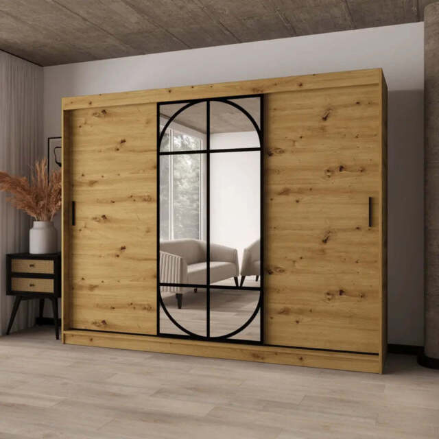 Lugo Sliding Door Wardrobe 250cm - Oak Artisan 250cm - image 1