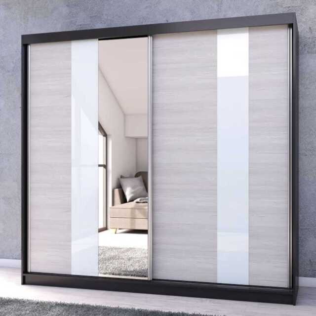 Multi 32 Sliding Mirror Door Wardrobe 233cm - Black Matt 233cm - image 1