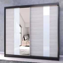 Multi 32 Sliding Mirror Door Wardrobe 233cm - Black Matt 233cm