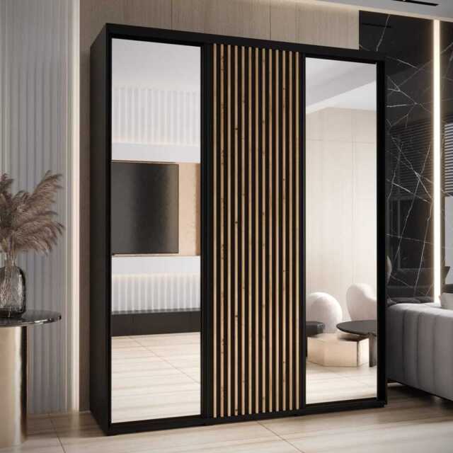 Sapporo II Sliding Door Wardrobe 200cm - Black 200cm - image 1