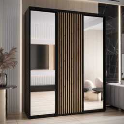 Sapporo II Sliding Door Wardrobe 200cm - Black 200cm - thumbnail 1