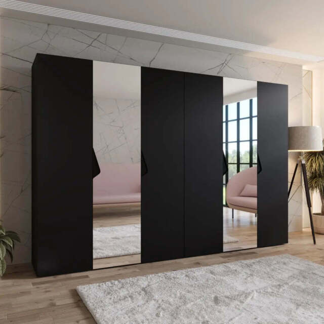 Sandi II Hinged Door Wardrobe 300cm - Black 300cm - image 1