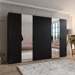 Sandi II Hinged Door Wardrobe 300cm - Black 300cm - thumbnail 1