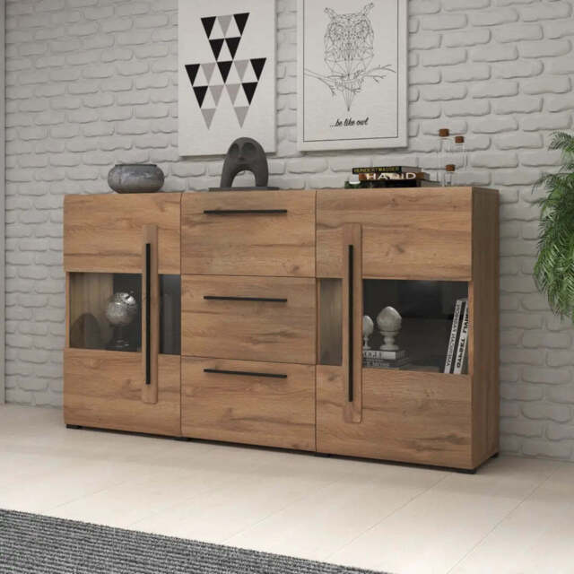 Tulsa 28 Display Cabinet 180cm - Oak Grandson 180cm - image 1