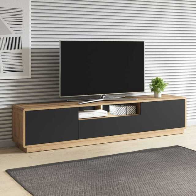 Aston 40 TV Cabinet 200cm - Black 200cm - image 1