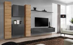 "Switch VI Entertainment Unit For TVs Up To 75"" - Graphite 330cm Oak Wotan" - thumbnail 1