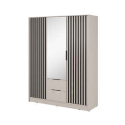 Nelly Hinged Door Wardrobe 155cm [Mirror] - Graphite 155cm - thumbnail 3