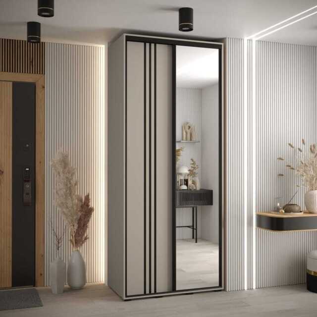 Dakota VII Sliding Door Wardrobe 110cm - Cashmere 110cm - image 1