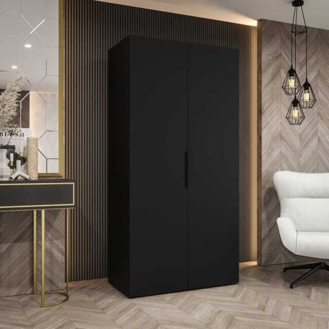 Marbella I Hinged Door Wardrobe 100cm - Black 100cm - image 1