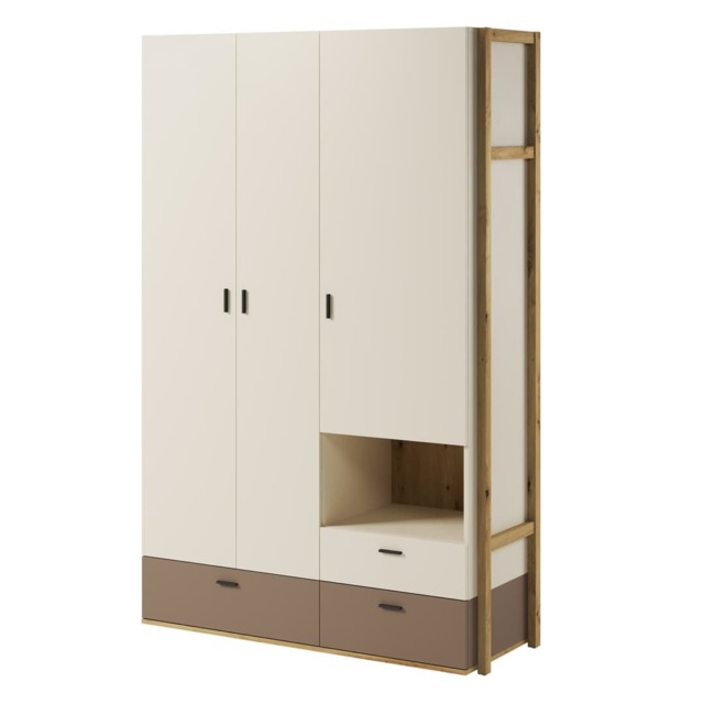 Lenny LY-01 Hinged Wardrobe 135cm - Beige 135cm - image 1