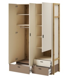 Lenny LY-01 Hinged Wardrobe 135cm - Beige 135cm - thumbnail 2