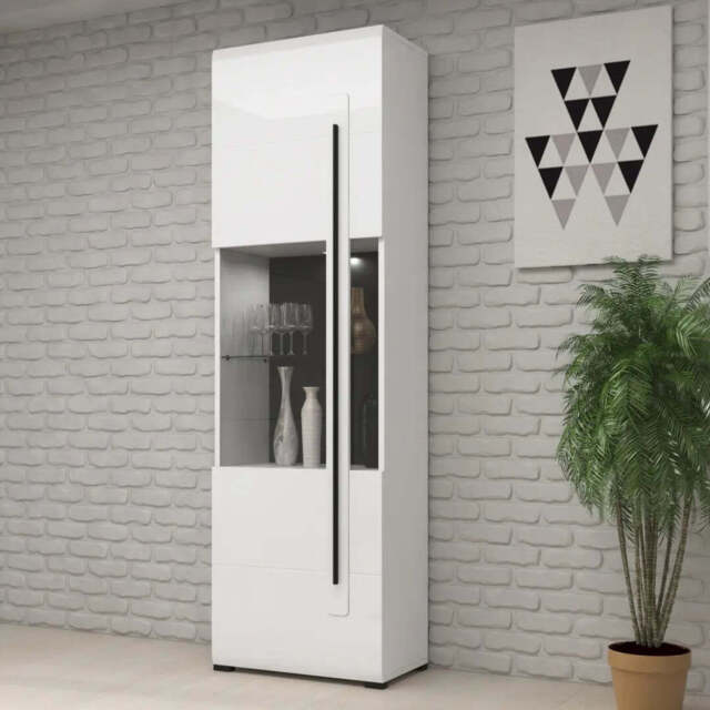 Tulsa 05 Display Cabinet 60cm - White Gloss 60cm - image 1