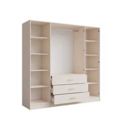 Konso Hinged Door Wardrobe 200cm - Beige 200cm - thumbnail 3