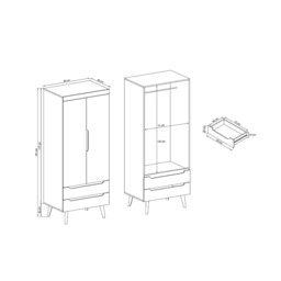 Nordi Hinged Wardrobe 80cm - White Gloss 80cm - thumbnail 6