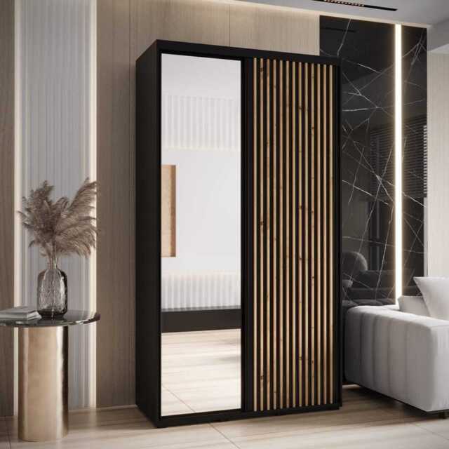 Sapporo II Sliding Door Wardrobe 140cm - Black 140cm - image 1