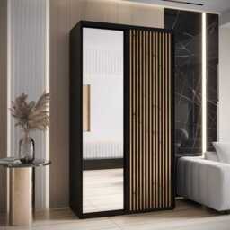 Sapporo II Sliding Door Wardrobe 140cm - Black 140cm - thumbnail 1