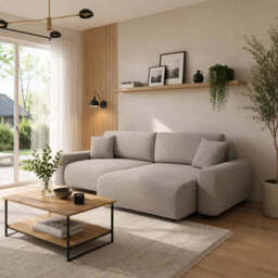 Corner Sofa Bed Rima - Light Beige 240cm Left - thumbnail 2