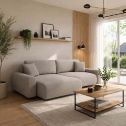 Corner Sofa Bed Rima - Light Beige 240cm Left - thumbnail 3
