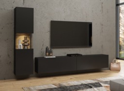 "Ava 09 Entertainment Unit For TVs Up To 75"" - Black 220cm" - thumbnail 2