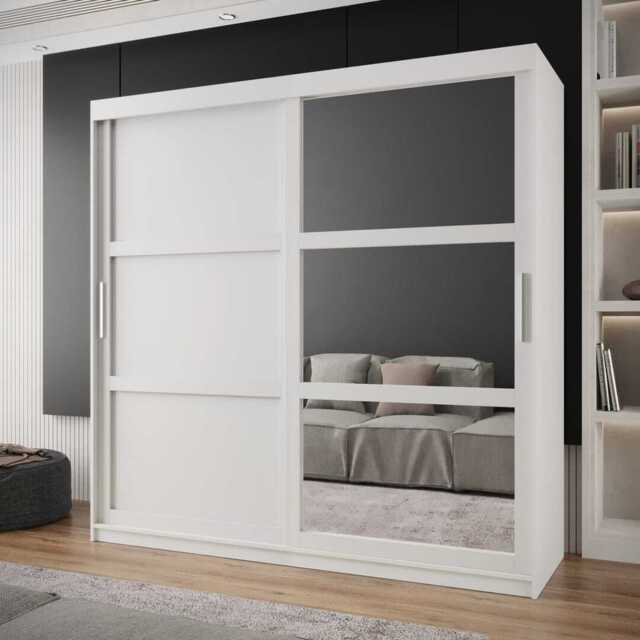 Arendal III Sliding Door Wardrobe 200cm - White 200cm - image 1