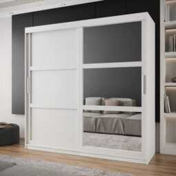 Arendal III Sliding Door Wardrobe 200cm - White 200cm - thumbnail 1