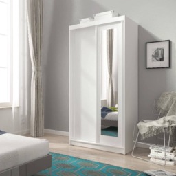 Alaska Sliding Door Wardrobe 100cm - White Matt 100cm - thumbnail 1