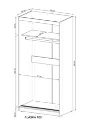 Alaska Sliding Door Wardrobe 100cm - White Matt 100cm - thumbnail 3