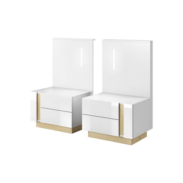 Arco Bedside Cabinets 60cm [Set Of Two] - White 60cm - image 1