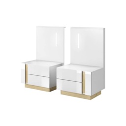 Arco Bedside Cabinets 60cm [Set Of Two] - White 60cm - thumbnail 1