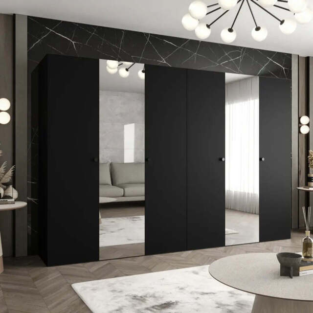 Parma II Hinged Door Wardrobe 300cm - Black 300cm - image 1