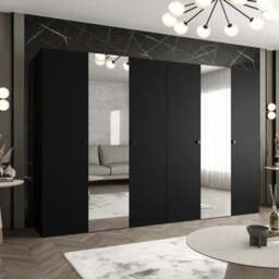 Parma II Hinged Door Wardrobe 300cm - Black 300cm - thumbnail 1