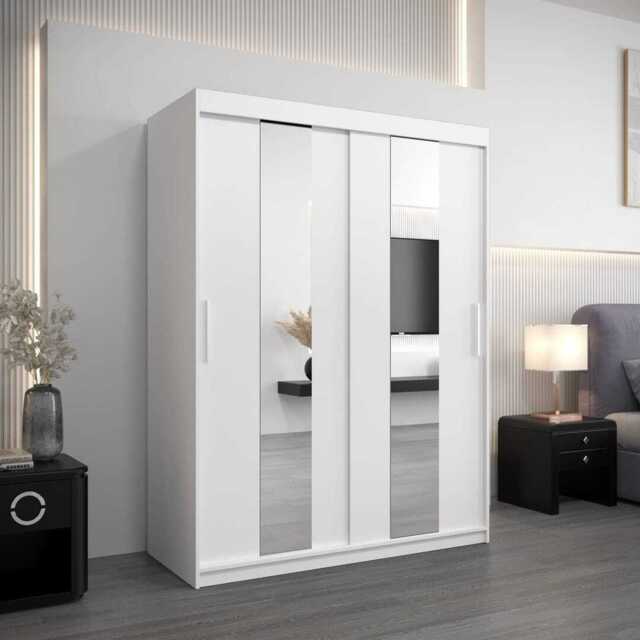 Pole Sliding Door Wardrobe 150cm - White 150cm - image 1