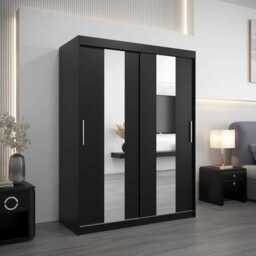 Pole Sliding Door Wardrobe 150cm - White 150cm - thumbnail 2